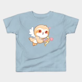 Love Cupid Kawaii Sloth Valentine Kids T-Shirt